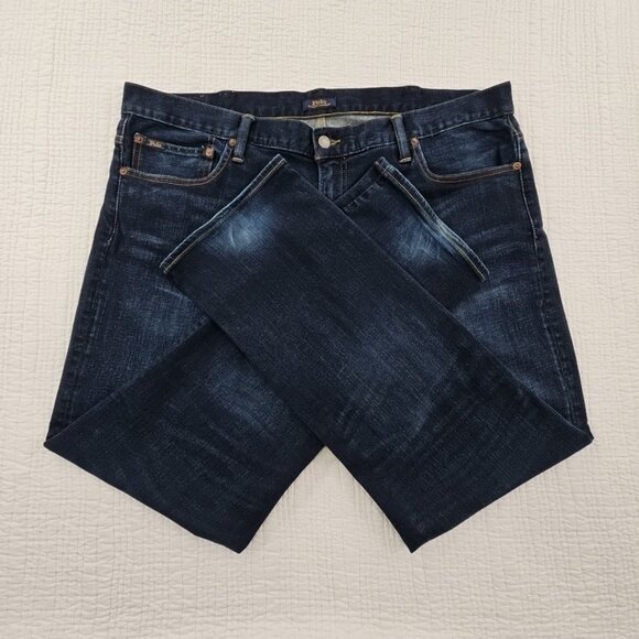 Ralph Lauren Polo Hampton Jeans Big Men's 42Bx30 Straight Leg Dark Wash Stretch - Picture 3 of 16